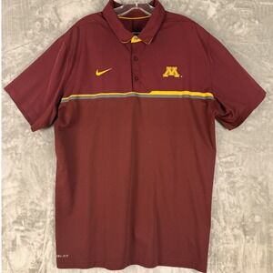 Nike Dri-FIT Men's‎ Minnesota Golden Gophers Polo Shirt XL Maroon Yellow